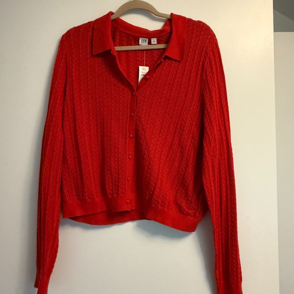 Gap Pointelle Collared Cardigan